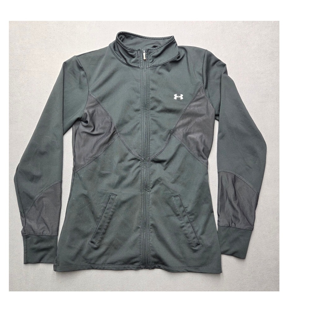 Under Armour All Season Gear Full Zip Track Jacket Gray Mesh Panels Womens Small